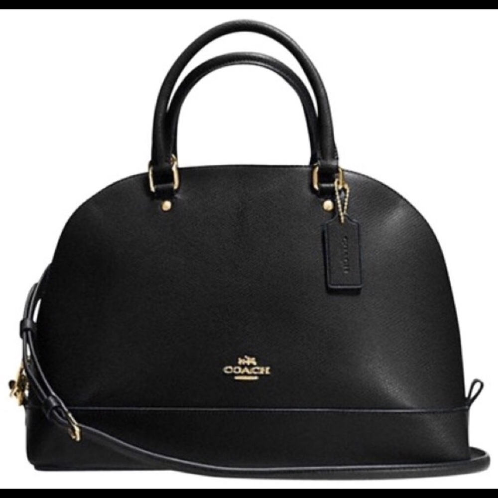 Coach Sierra in Crossgrain Black Leather Satchel